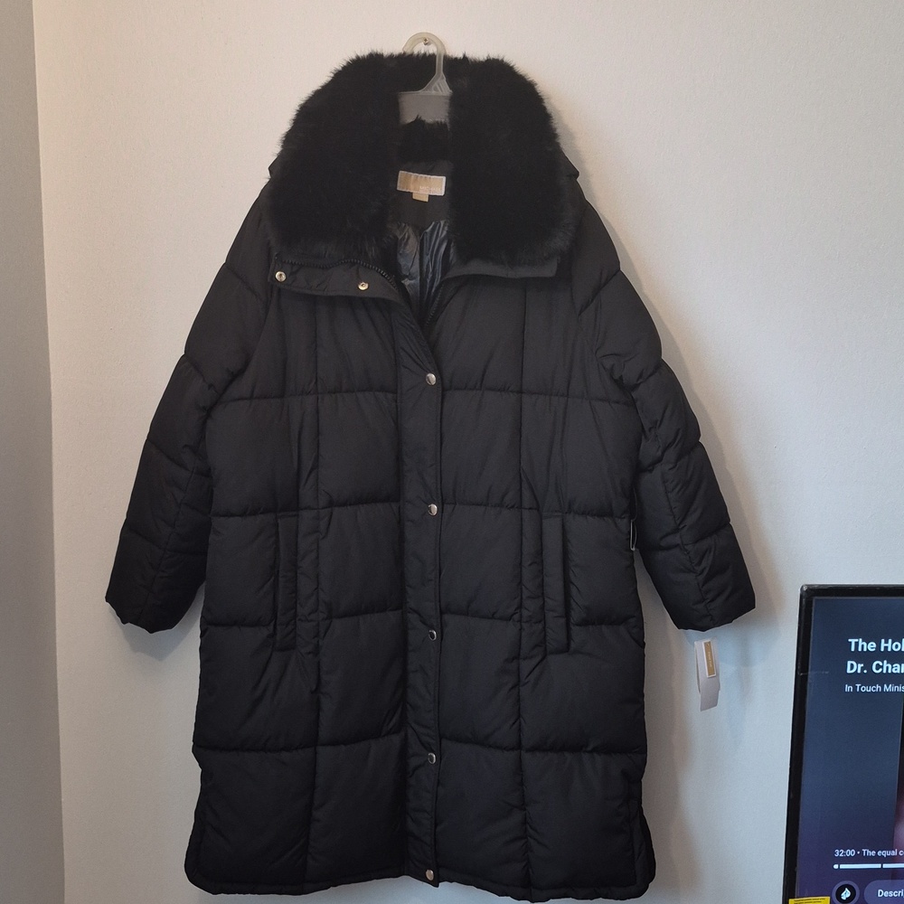 Michael Kors Long Black Puffer Coat NWT